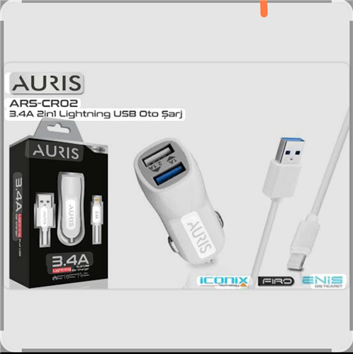 AURIS İPHONE ARAÇ ŞARJ SETİ 3.4A  PK:10 